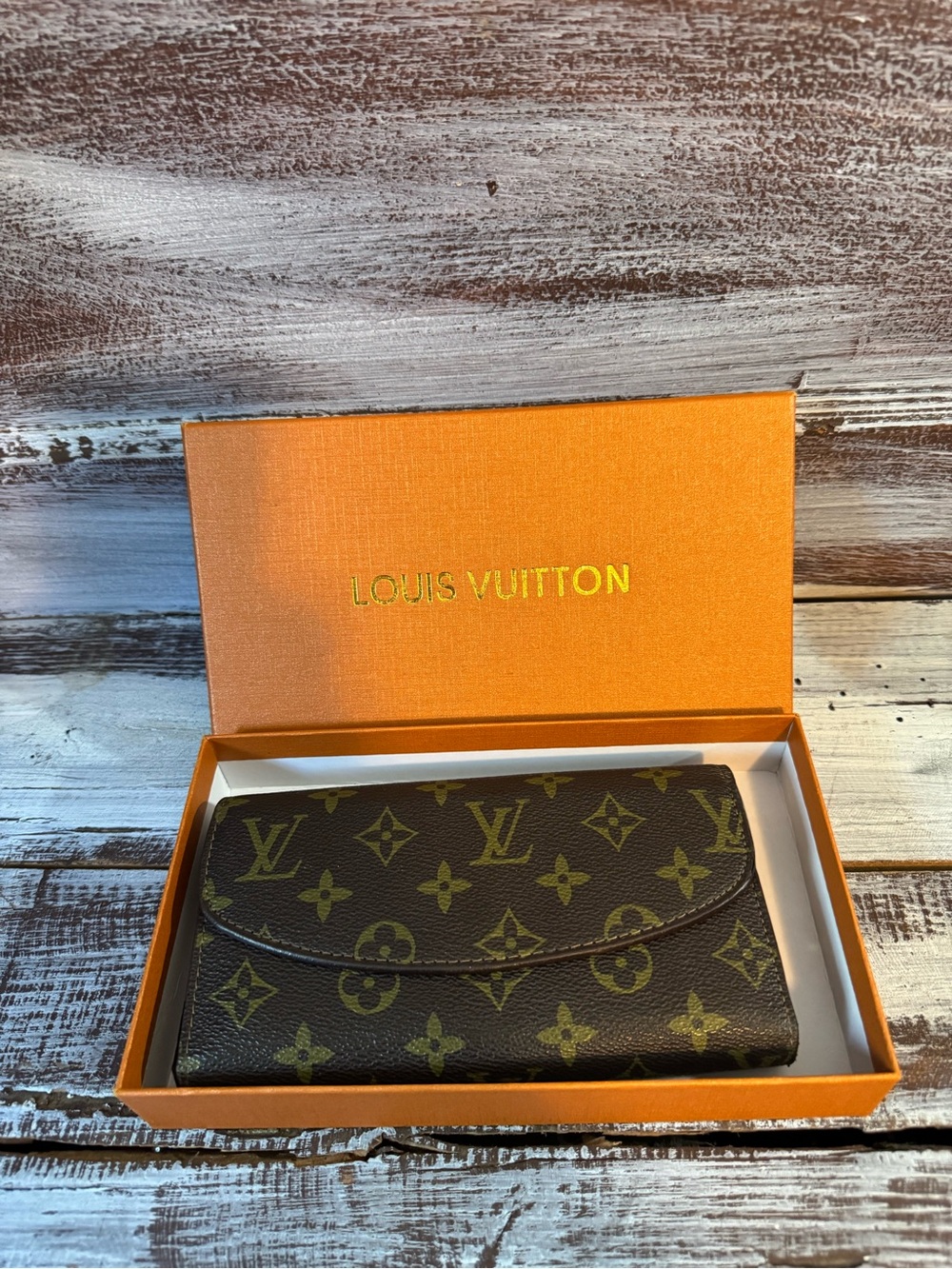 Authentic Louis Vuitton Monogram Flap Continental Wallet - Brown and Gold